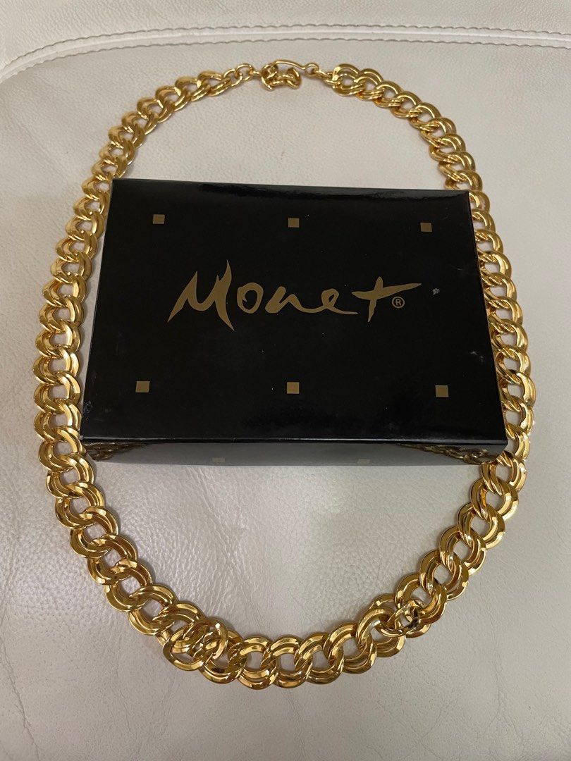 Monet Gold Plated Double Link Statement Necklace Luxury