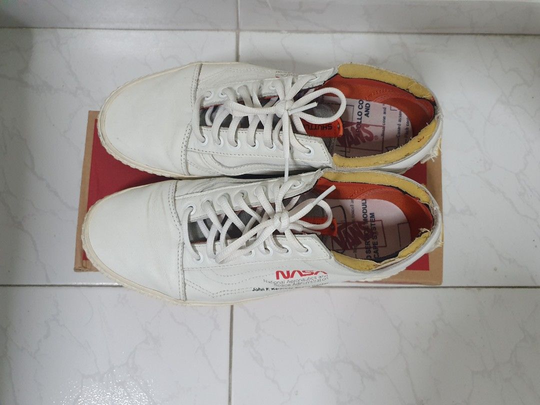 White nasa vans shoes top