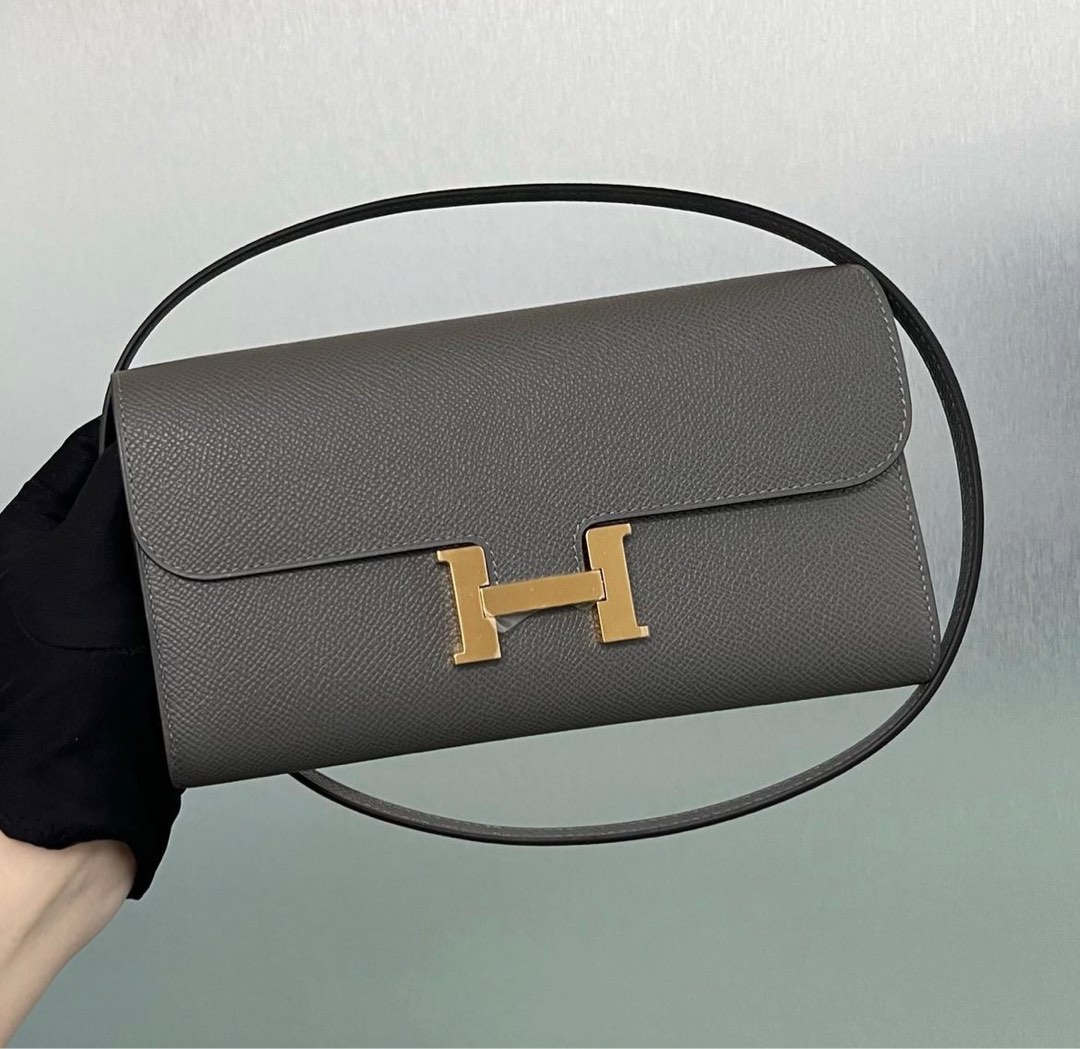 Hermes Constance Long To Go Gris meyer Epsom leather Silver hardware