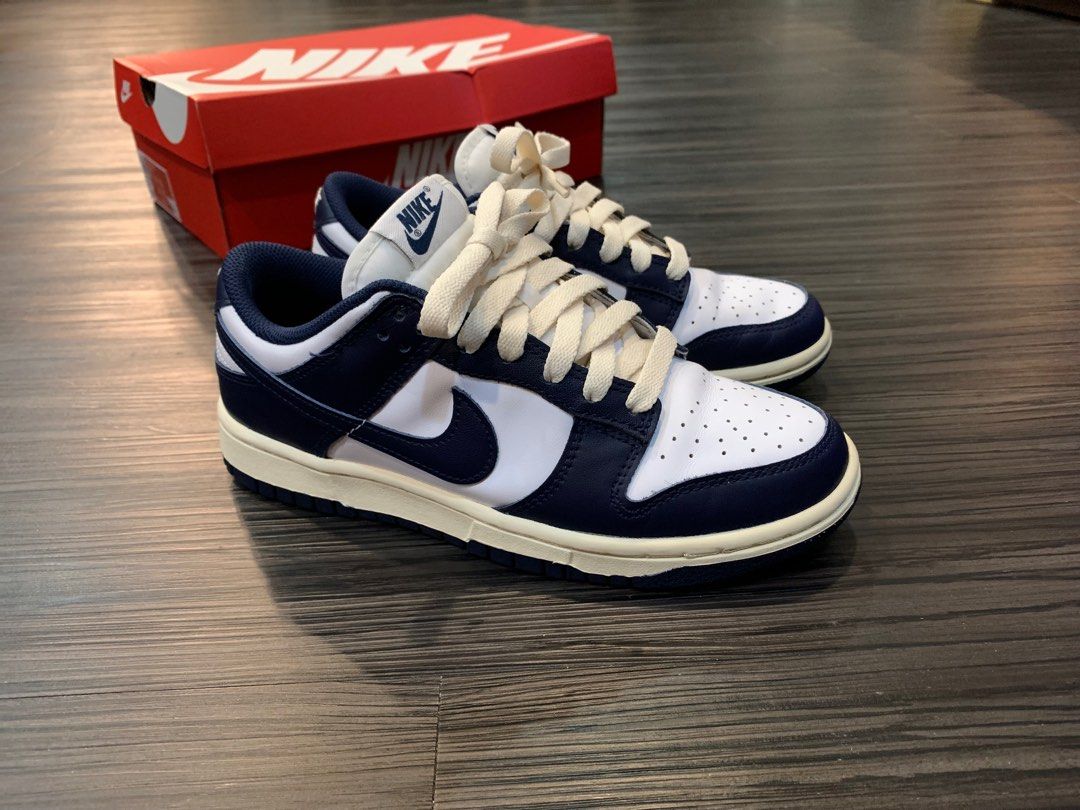 「二手」尚智購買 女款Nike Dunk Low 「Vintage Navy」DD1503-115超人氣配色海軍藍奶油鞋款