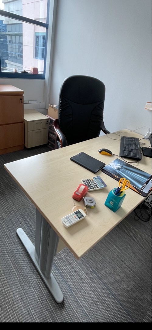 Office Table with Pedestal, Furniture & Home Living, Furniture, Tables