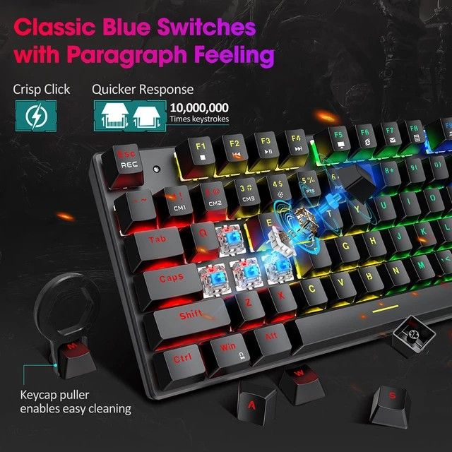 PICTEK PC244a Wired Gaming Keyboard Mechanical Keyboard RGB LED Backlit
