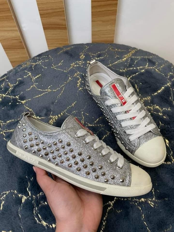Prada sale studded sneakers