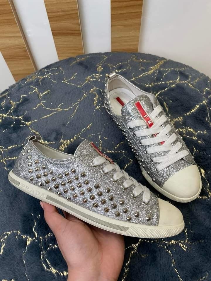 ?Prada Stud Low Top Sneakers Size , Luxury, Sneakers & Footwear on  Carousell