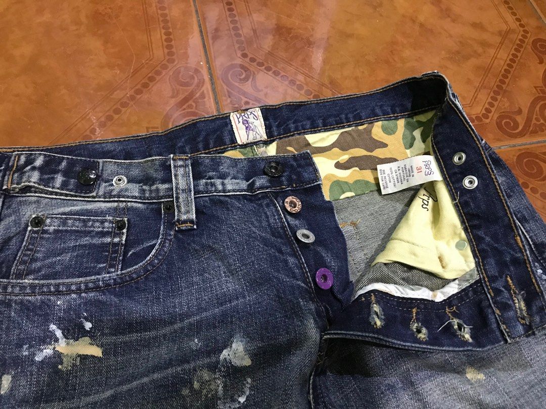 PRPS Distress Paint splattered Jeans (Category: Jeans) located in Santo Tomas. Submitted by pickers_corner (Listing ID 1214701353, Image 3). Description: PRPS Skinny Stretch Distress Paint Splatterd Jeans Button Japan Excellent Actual W33-34 L40 H6 .