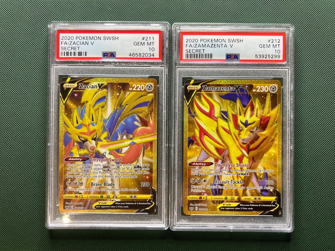 2 Pokemon Card PSA 10 Zacian & Zamazenta V Gold 211/202 212