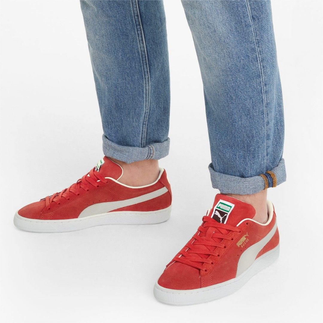 Puma Suede Red Men s Fashion Footwear Sneakers on Carousell