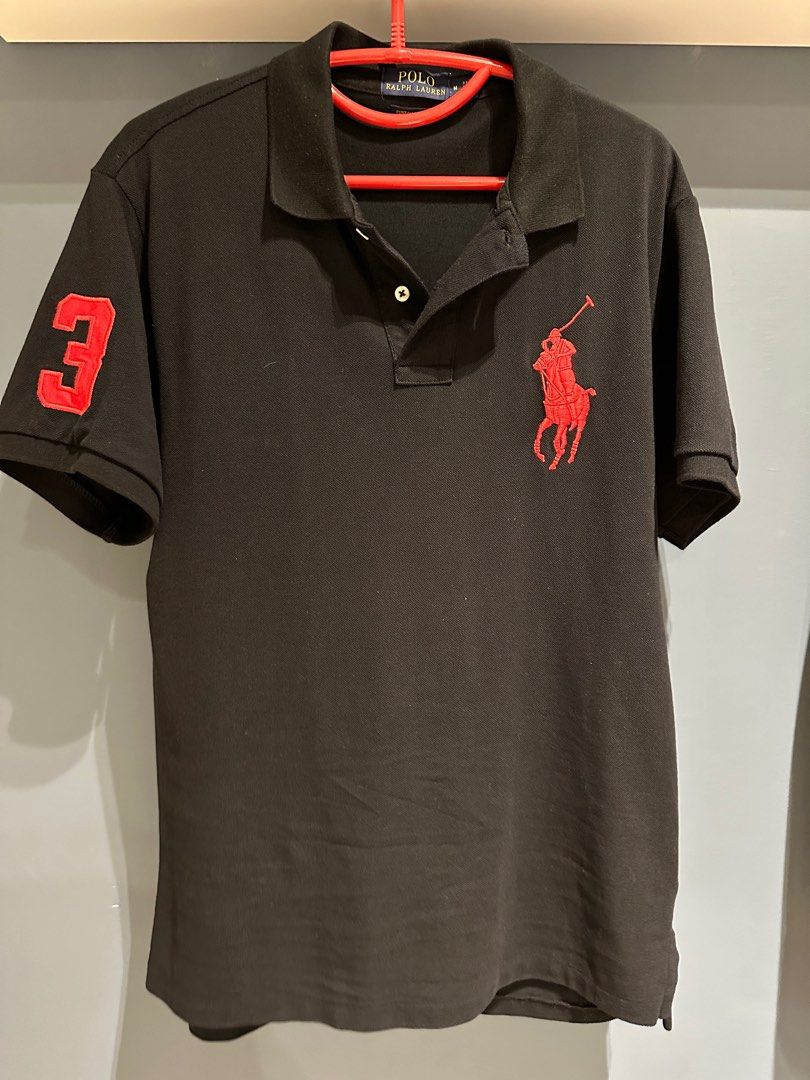 Ralph Lauren Polo Tee / Black w Red, Men's Fashion, Tops & Sets, Tshirts & Polo  Shirts on Carousell
