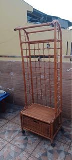 Rattan Made Hanger Rack with Pull Out Drawer