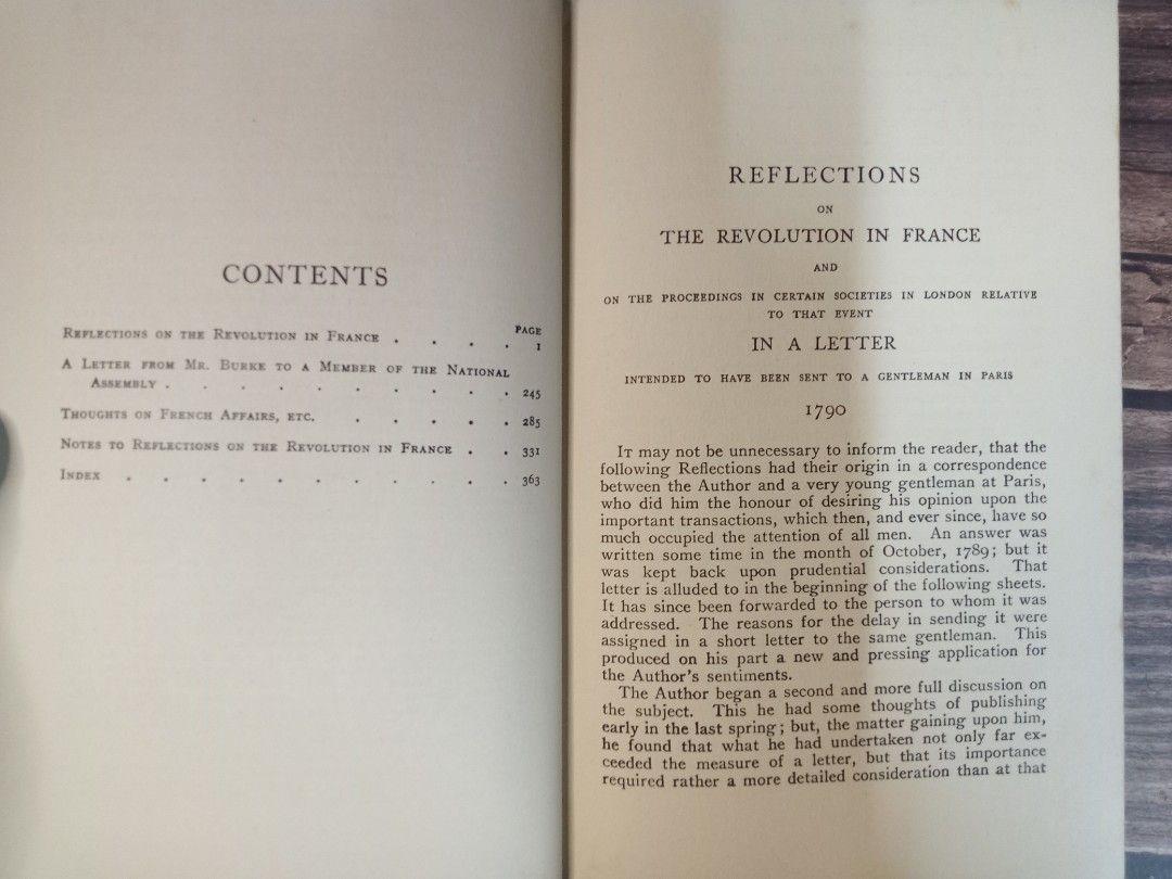 Reflection on the French Revolution by Edmund Burke, Hobbies & Toys ...