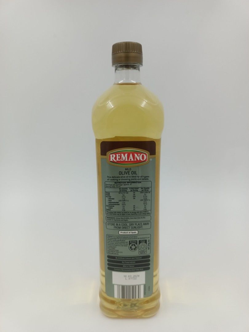 REMANO MILD OLIVE OIL 1L, Food & Drinks, Other Food & Drinks on Carousell
