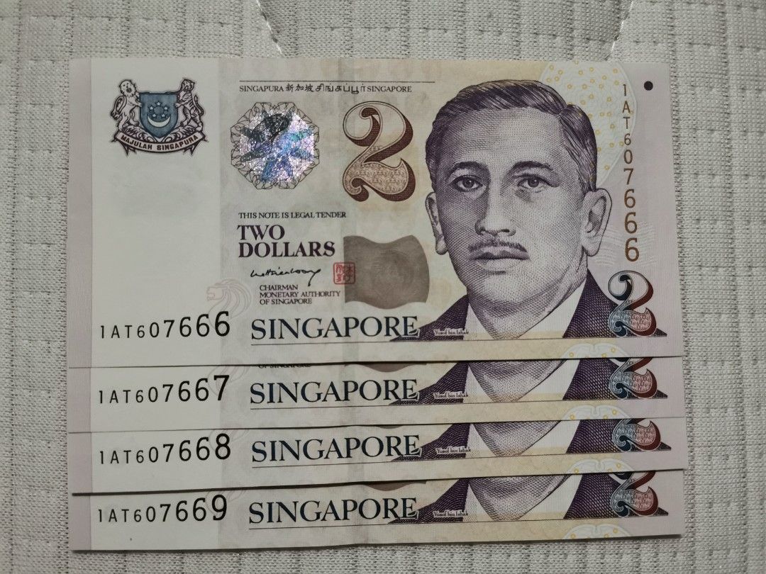 Singapore $2 notes with consecutive numbers, Hobbies & Toys ...