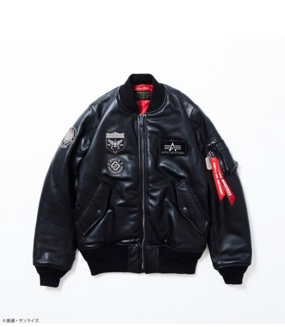 最後一件>絕版日本限定STRICT-G ALPHA LEATHER MA-1 『機動戦士高達』馬沙專用10周年記念真皮外套, 男裝, 外套及戶外衣服-  Carousell