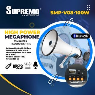 Supremo High Power Handheld Megaphone with Microphone