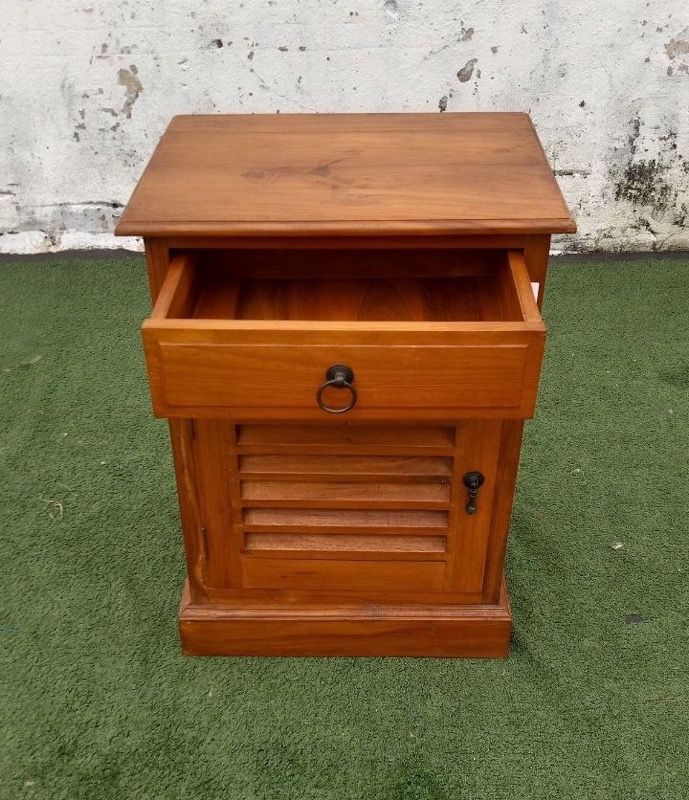 T61CR Meja Tepi Katil Kayu Jati Solid Wood Bed Side Table x 1 Pair