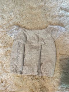 Teaberry eyelet offshoulder top