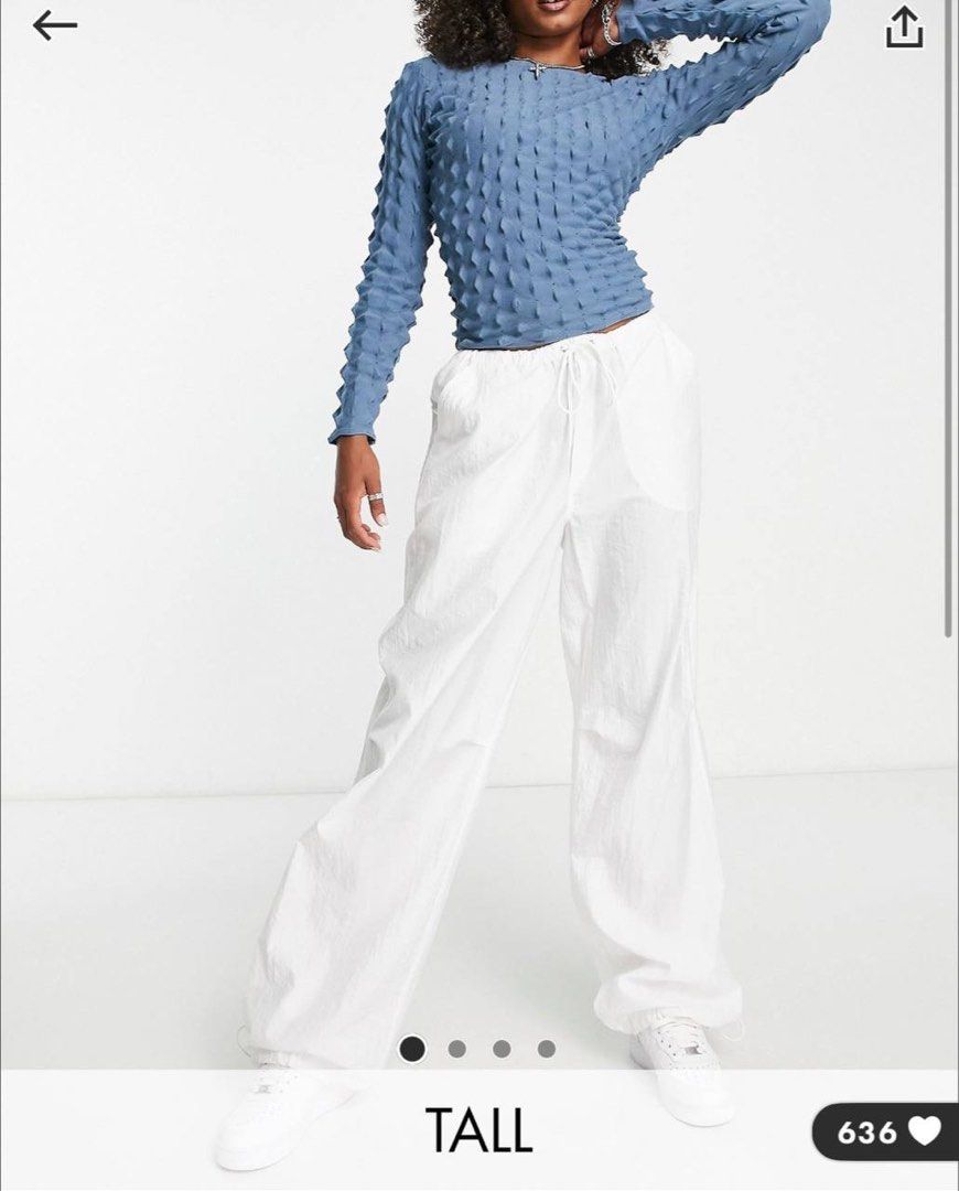 topshop white parachute pants y2k, Women's Fashion, Bottoms, Other