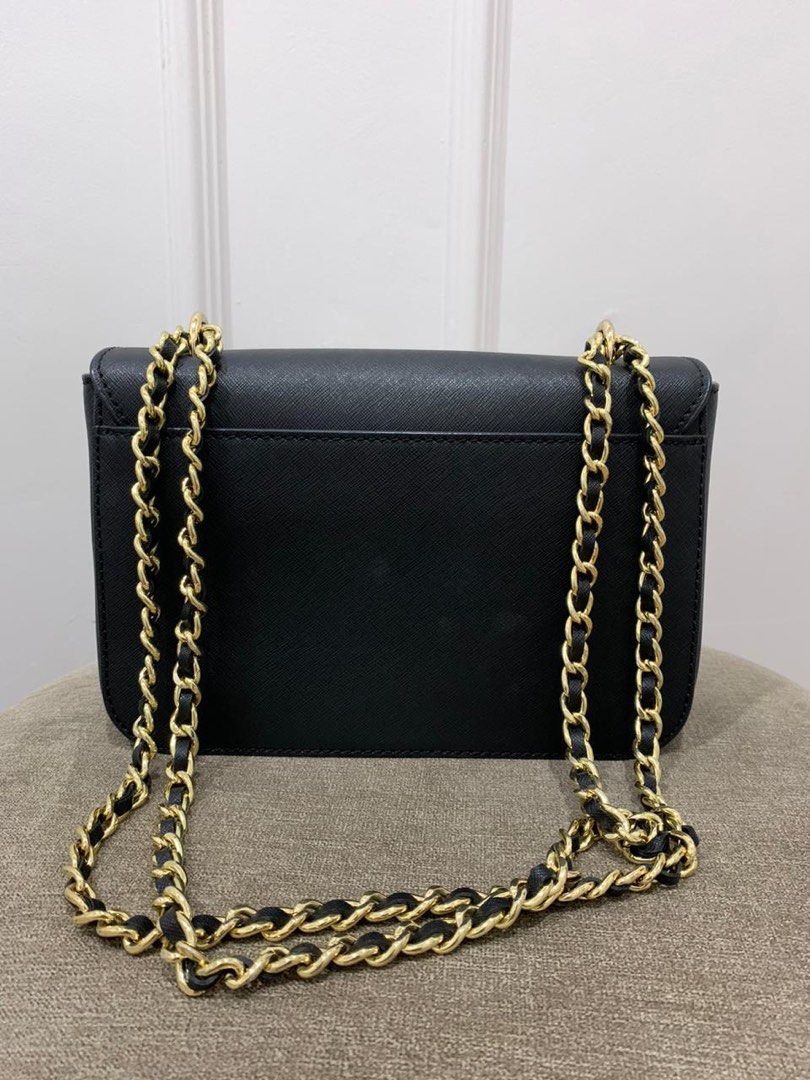 Tory Burch Emerson Adjustable Chain Shoulder Bag Black, Barang Mewah