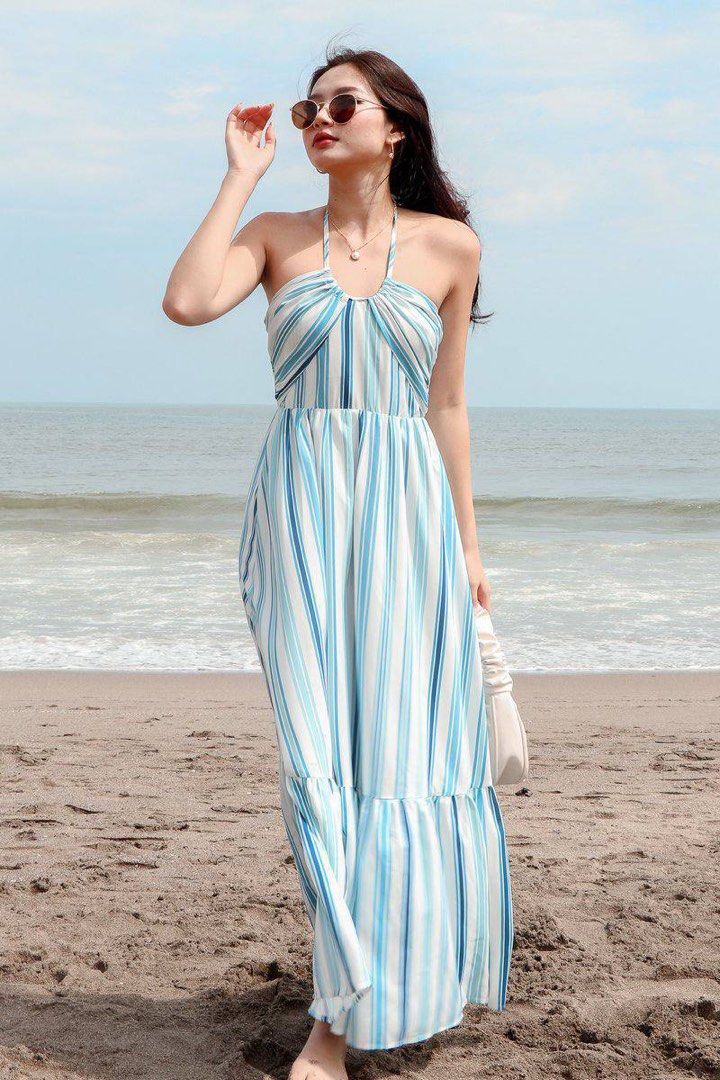 TSS STYLE SOIR E Santiago Stripes Maxi In Blue Women s Fashion