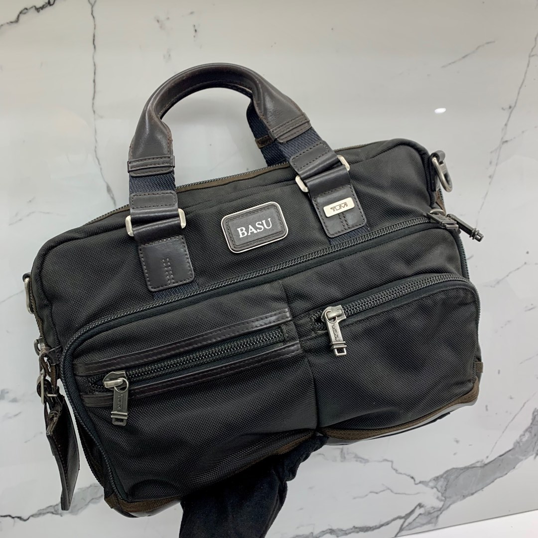 TUMI BLACK CANVAS BRIEFCASE 2 WAY INITIAL 227016940 Men s