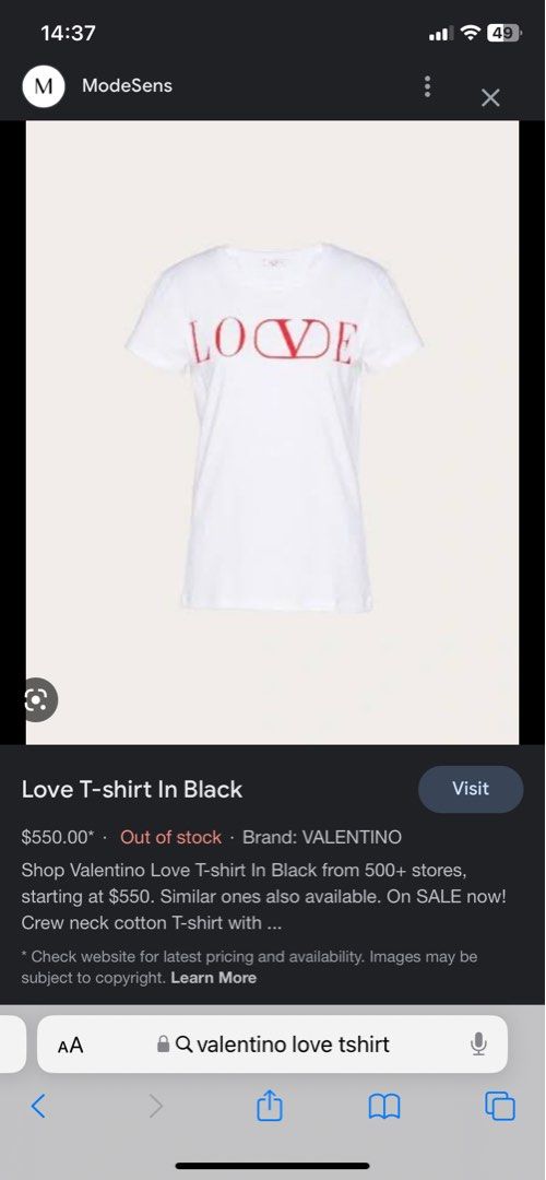 Valentino Love T shirt Luxury Apparel on Carousell