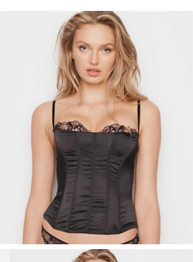 🆕Victoria secret black silk corset w/ built in bra, Women's