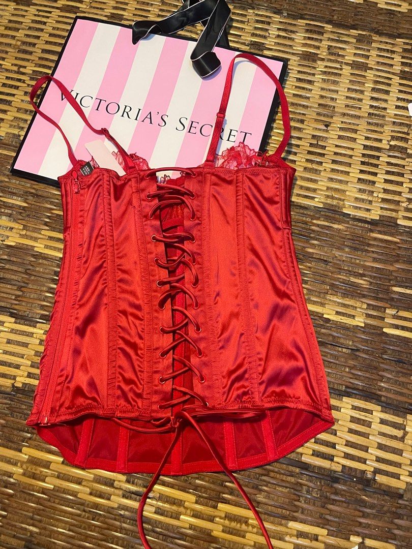 🆕Victoria secret black silk corset w/ built in bra, Women's