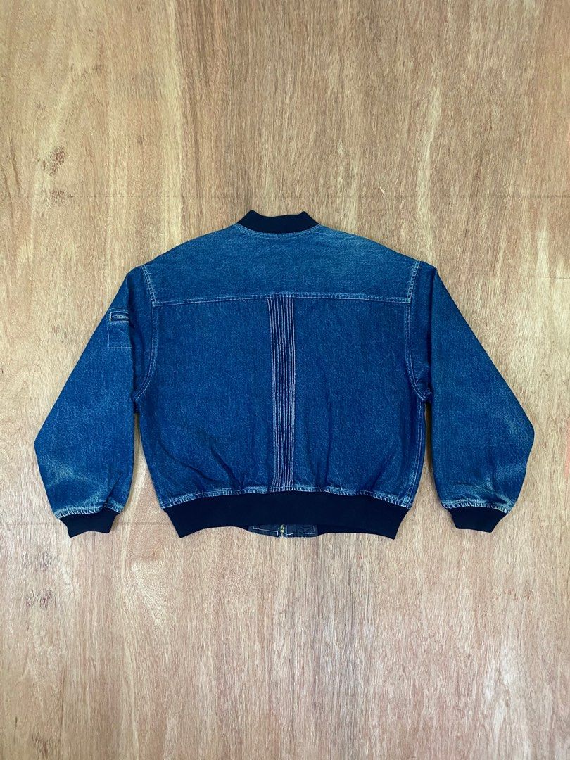 1970s Vintage Denim Bomber Jacket by Wrangler - Size L - Urban Village  Vintage – UrbanVillageVintage