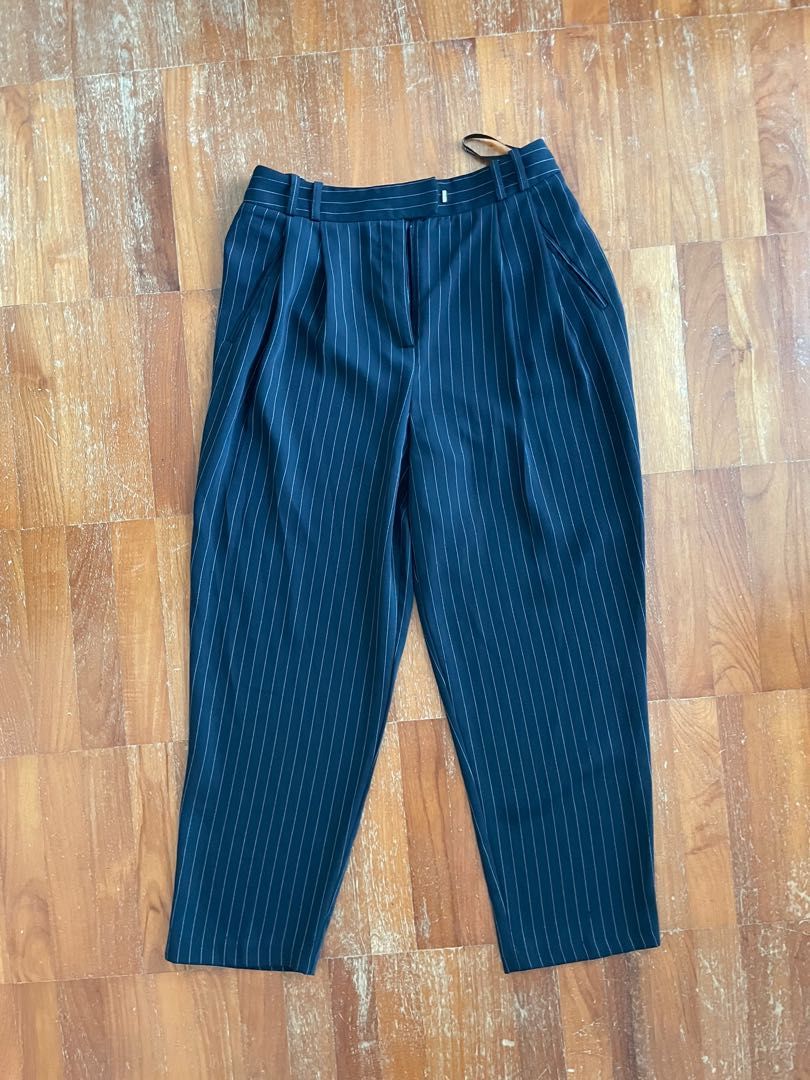 Warehouse Navy White Striped Straight Leg Pants Women s Fashion