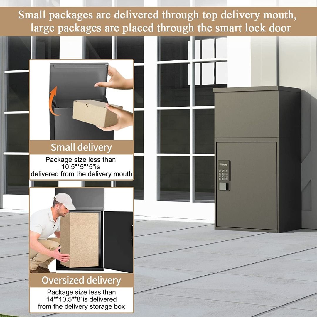 WeHere Package Delivery Box Upgrade, Smart Lock(OTP Token Technology