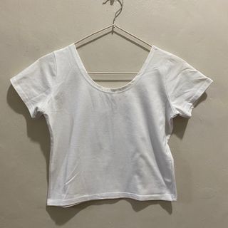 White Cotton Two Way Scoop Crop Top