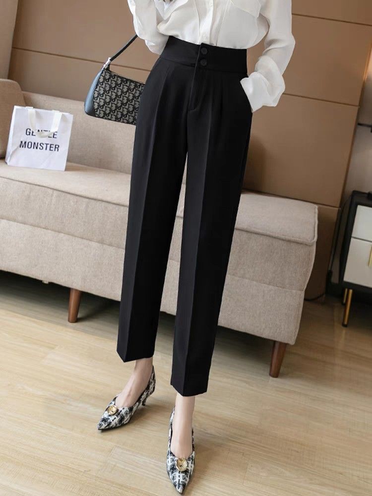 Women black high waist suit pants office forml wear, Women's