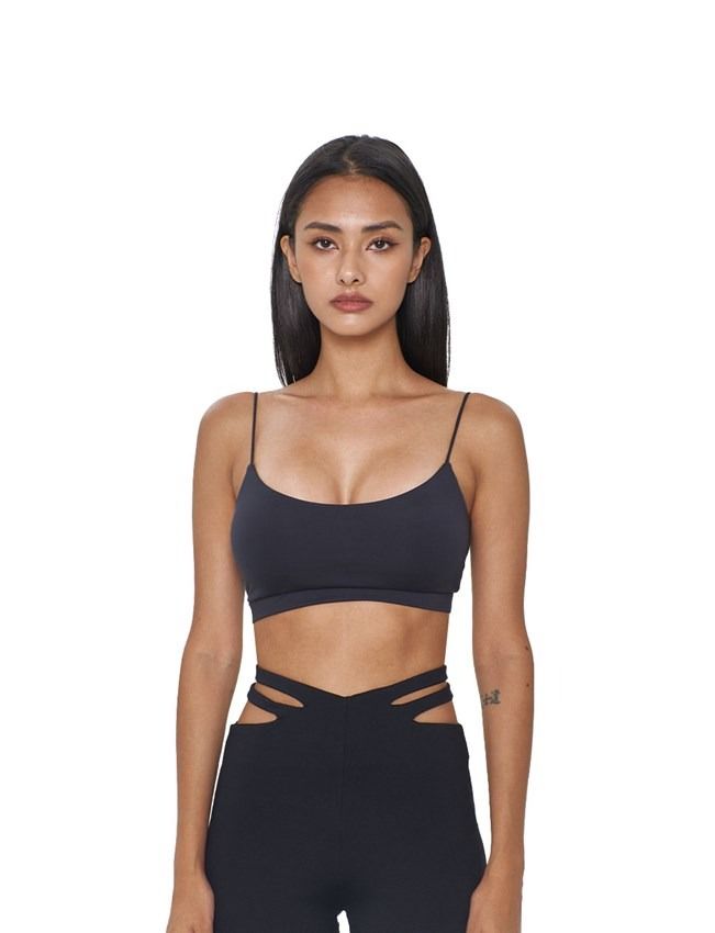 LA SENZA Black & Yellow zip-up Sports bra with crisscross back. Size Small