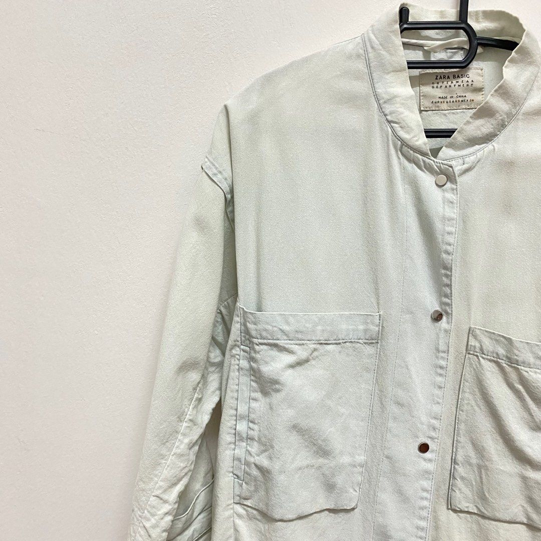 ZARA Denim Washed Jacket, Women's Fashion, Coats, Jackets and Outerwear