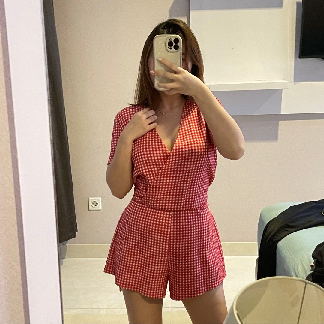 Zara checked jumpsuit cheap