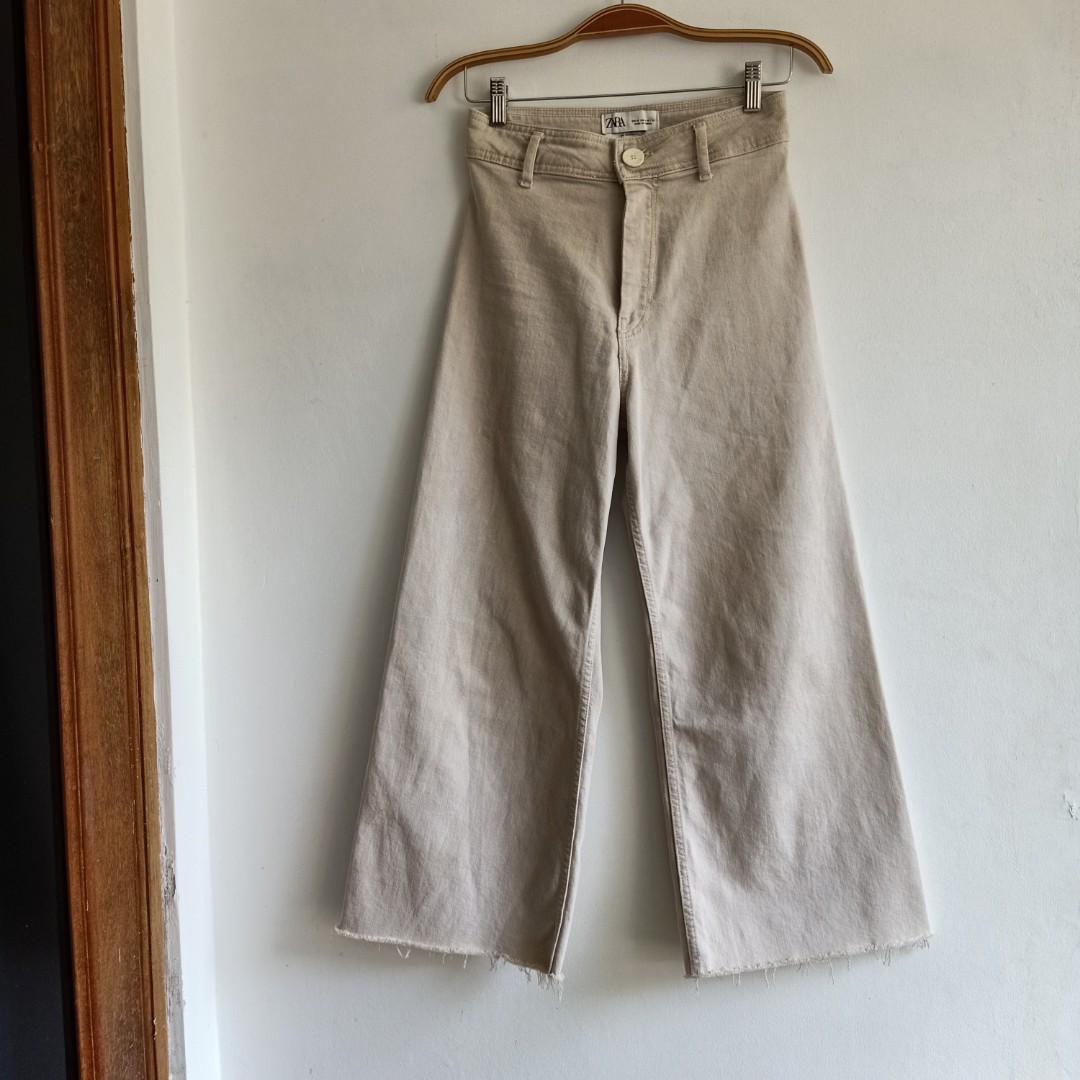 Zara The Marine Straight Jeans in Coffe, Fesyen Wanita, Pakaian