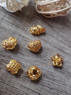 18K/Au750 黃金色通孔路路通轉運珠串珠吊墜 編織手繩64242127709315110