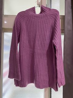 長版粉紫套頭毛衣
