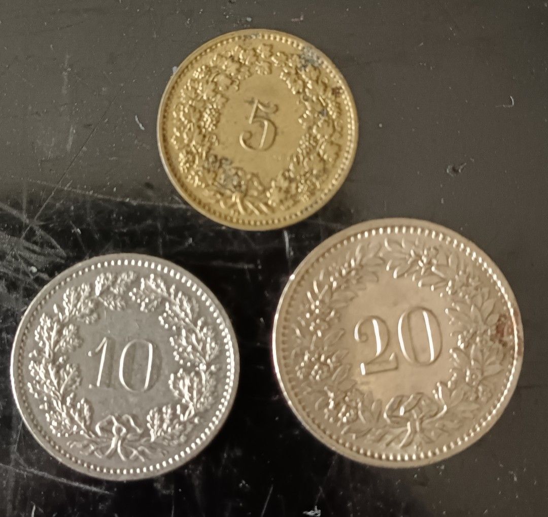 瑞士法郎3個, 興趣及遊戲, 收藏品及紀念品, 錢幣- Carousell