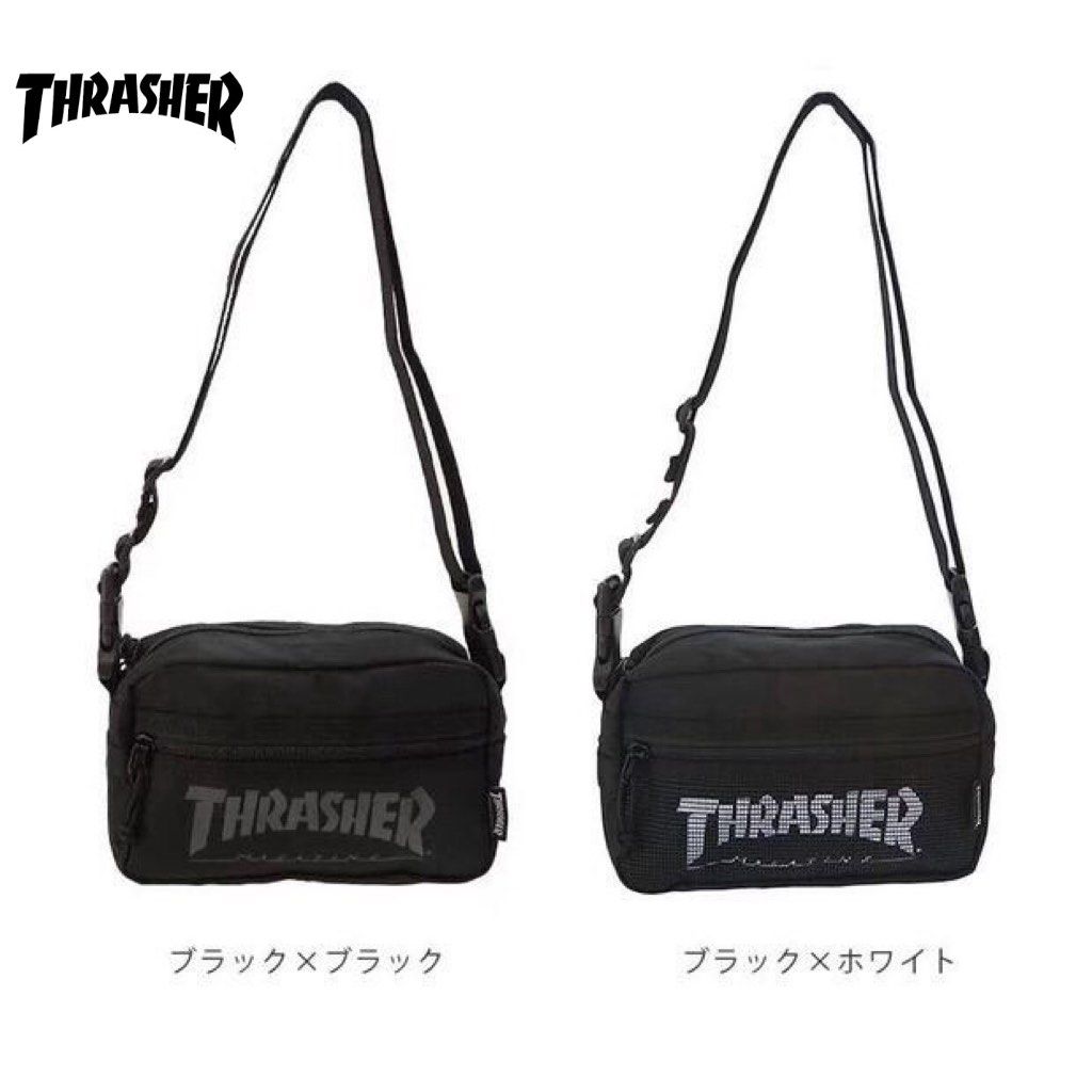 Thrasher Black Fashion unisex Crossbody Bag Mesh Pattern Hip