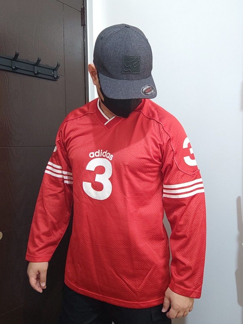 Adidas Jersey (Category: Activewear) located in Paranaque City. Submitted by InsideDaBox (Listing ID 1214807907, Image 1). Description: 🚩Adidas Jersey ✅Pre-loved ✅Condition: 9.5/10 ✅Size: Small Model: 5'7" / Medium built ✅Color may vary due to lighting condition ✅Location: Malasiqui, Pangasinan.