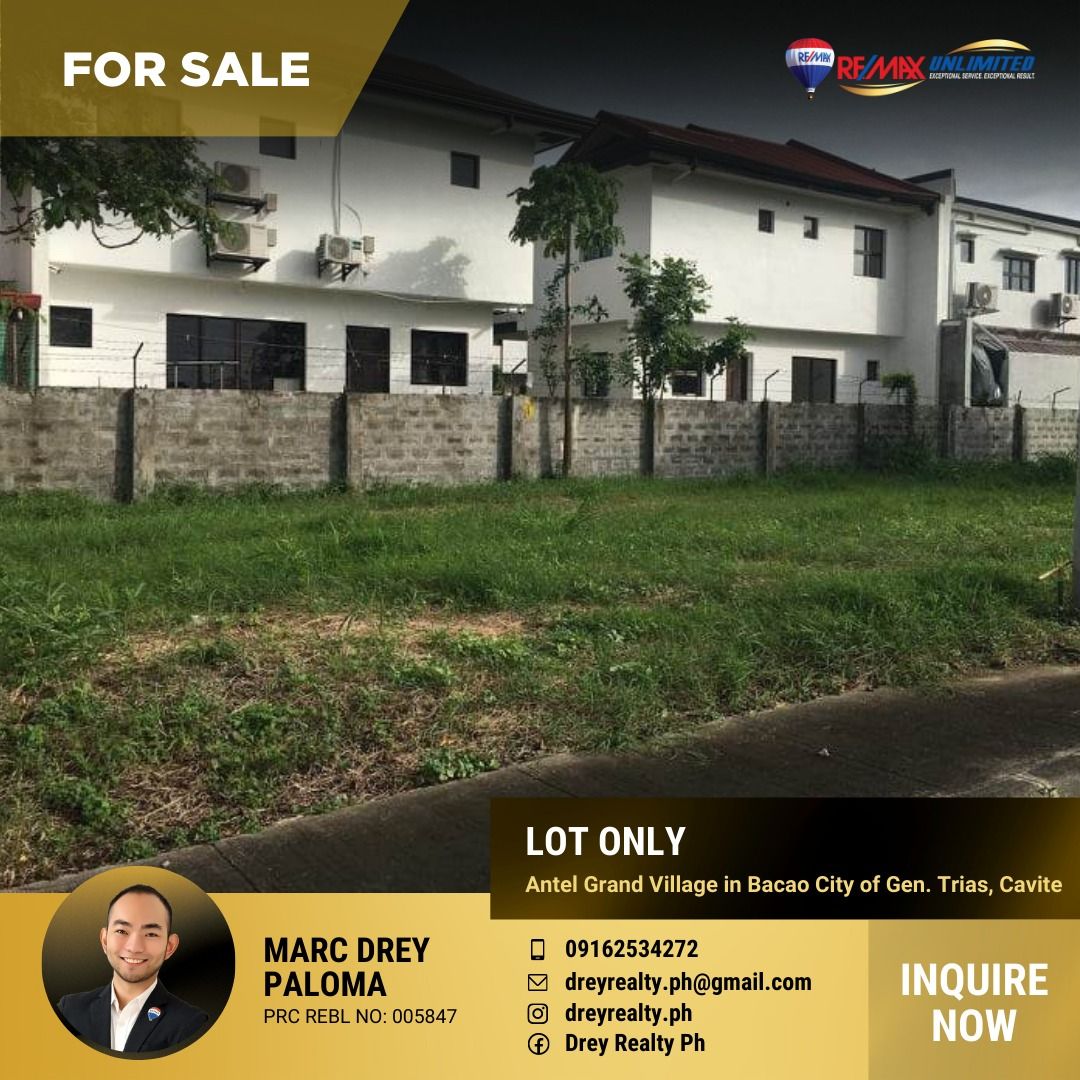 Antel Grand Village in Bacao City of Gen. Trias, Cavite FOR SALE Lot