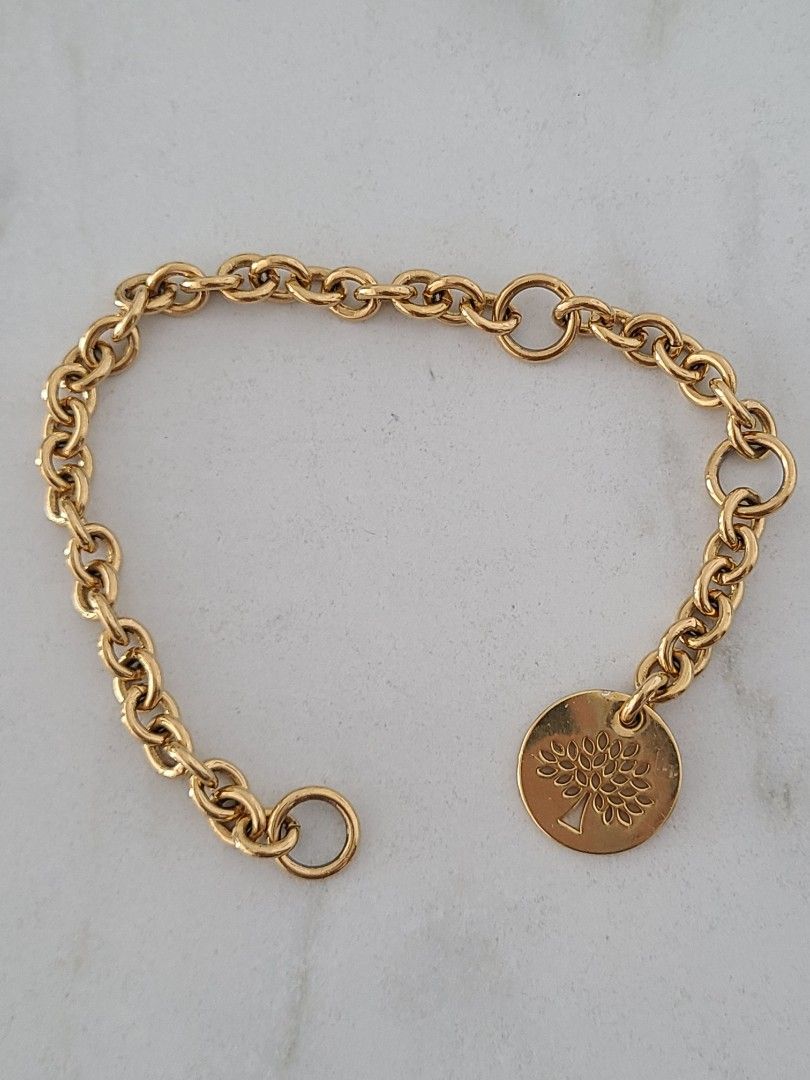 Authentic Mulberry gold tone bag charm bracelet