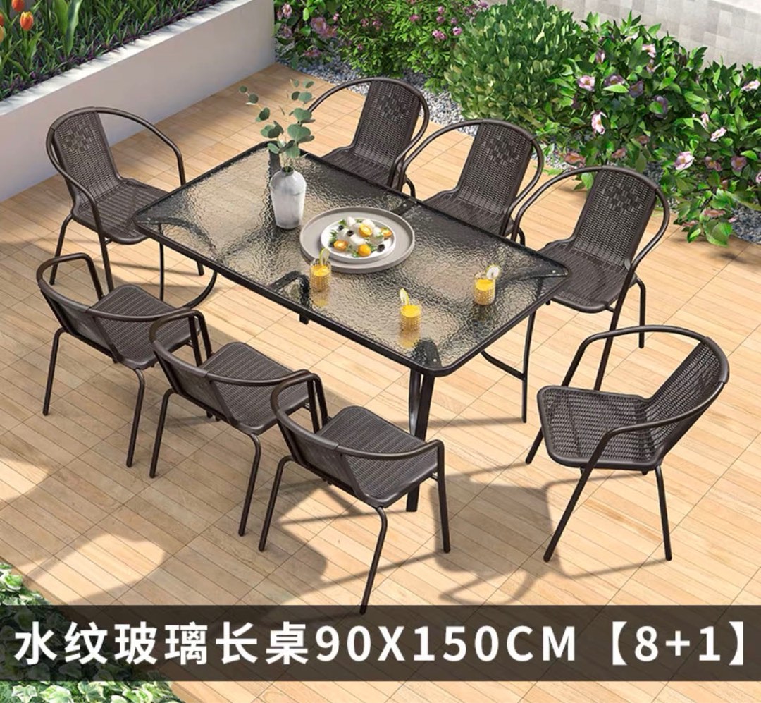 Balcony table chair set 8+1, Furniture & Home Living, Furniture, Tables