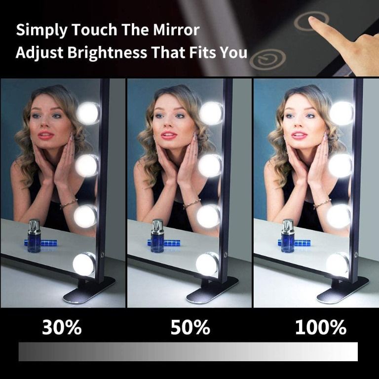 BEAUTME Vanity Mirror with Lights,Hollywood Lighted Makeup Mirror Wall  Mounted/Tabletop Dressing Led Lighted Mirror with Dimmer Illuminated  Cosmetic Beauty Mirror Led Bulbs, Furniture  Home Living, Home Decor,  Mirrors on Carousell