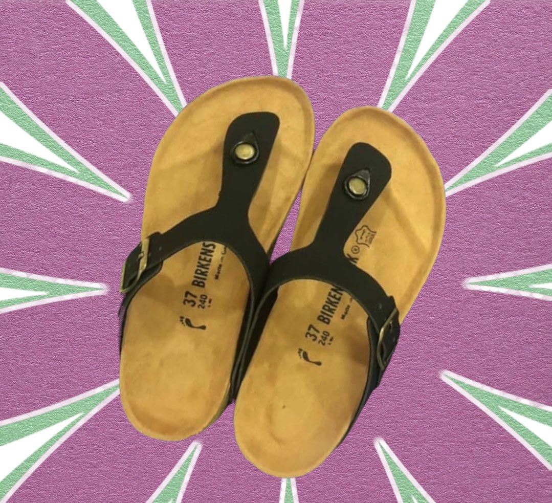 BIRKENSTOCK GIZEH BLACK WITH BOX ACTUAL PHOTO POSTED FOOTWEAR