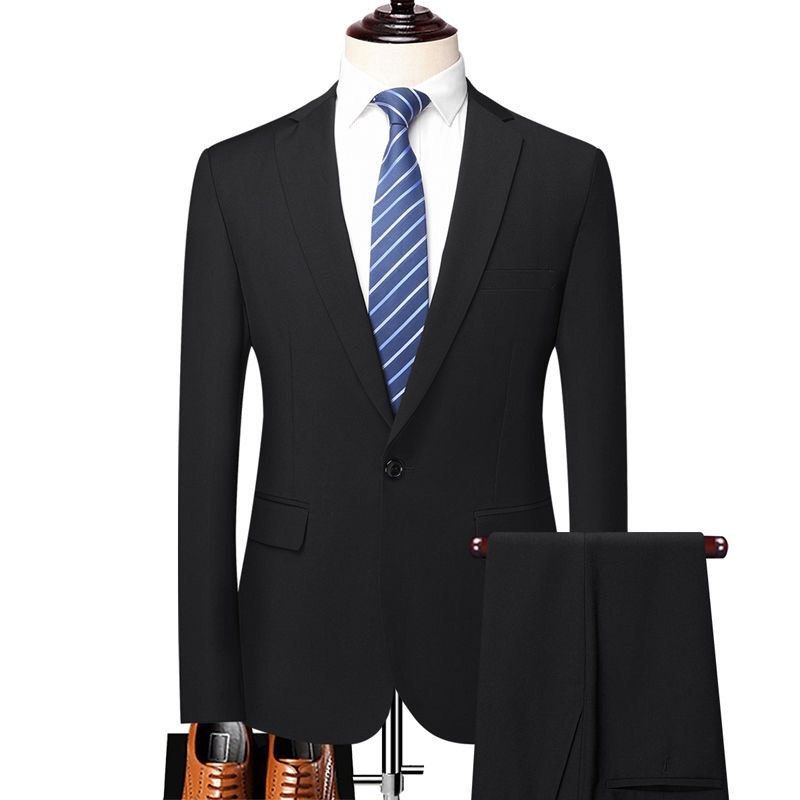 Men Black Suit Jacket and Pants, Men's Fashion, Coats, Jackets and