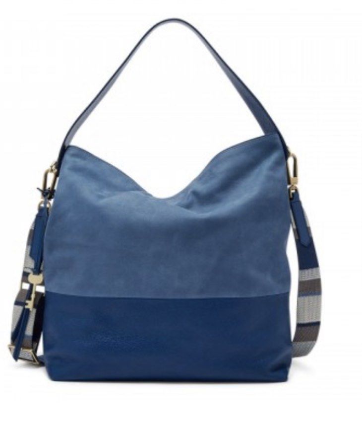 BNWT Fossil Maya Hobo leather bag blue