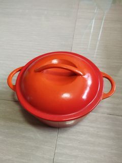 Lava Enameled Cast Iron Small Dutch Oven 0.4 Qt. Round with Trendy Lid  Orange