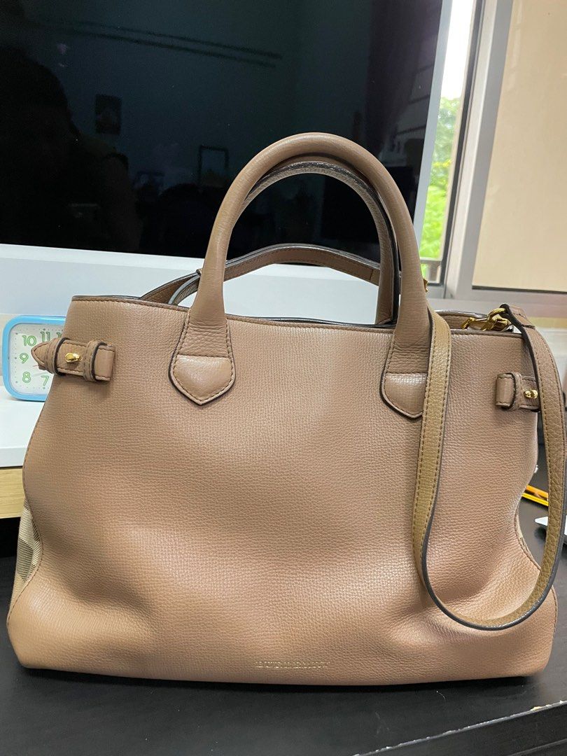 Burberry Medium Banner House Check Leather Tote